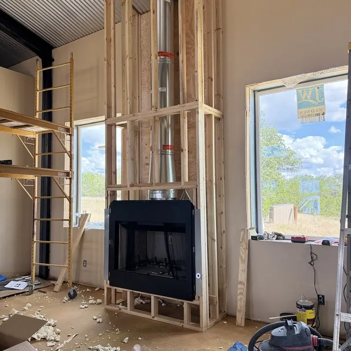 Firebox set in the framing, Central Texas