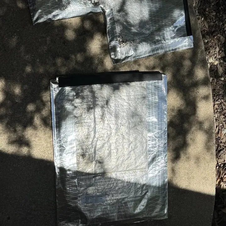 Duct joint patched with tape, Central Texas