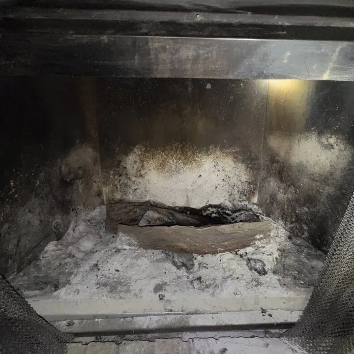 Firebox with creosote and ash, Central Texas