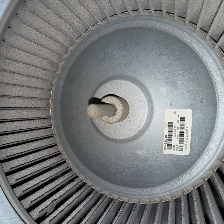 Blower wheel after cleaning, Central Texas