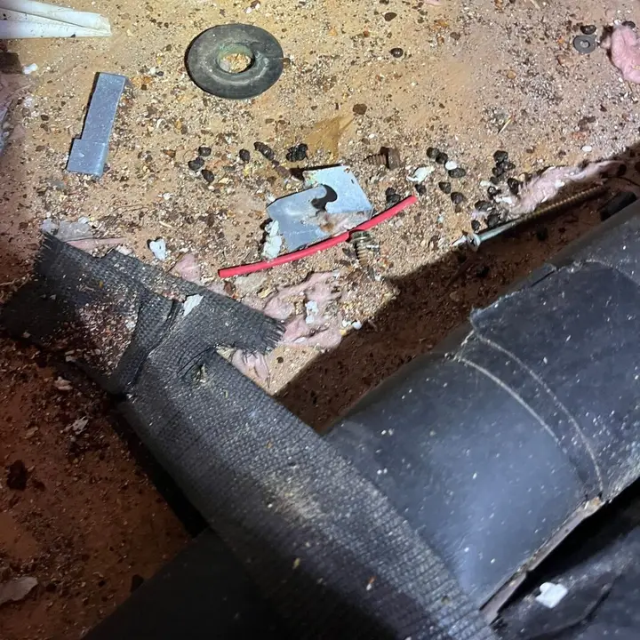 Attic floor with debris, Central Texas