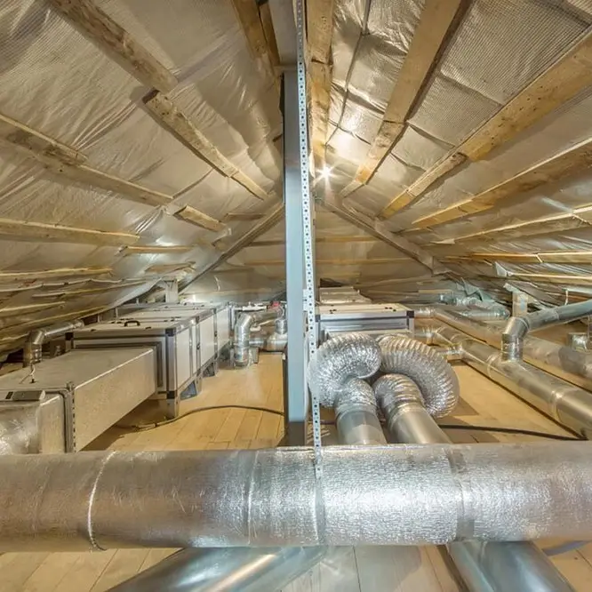Attic with new duct runs, Central Texas