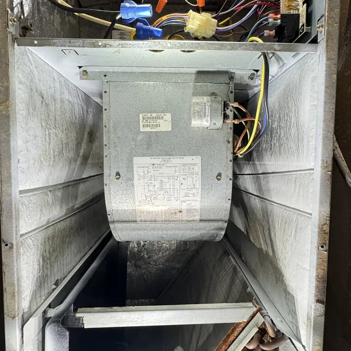 Air handler panel opened, Central Texas