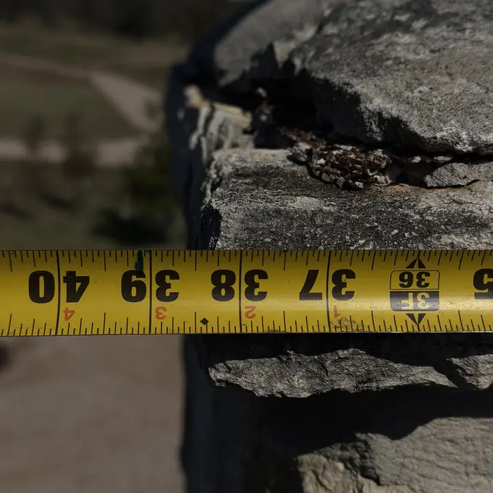 Measuring the chimney crown, Central Texas