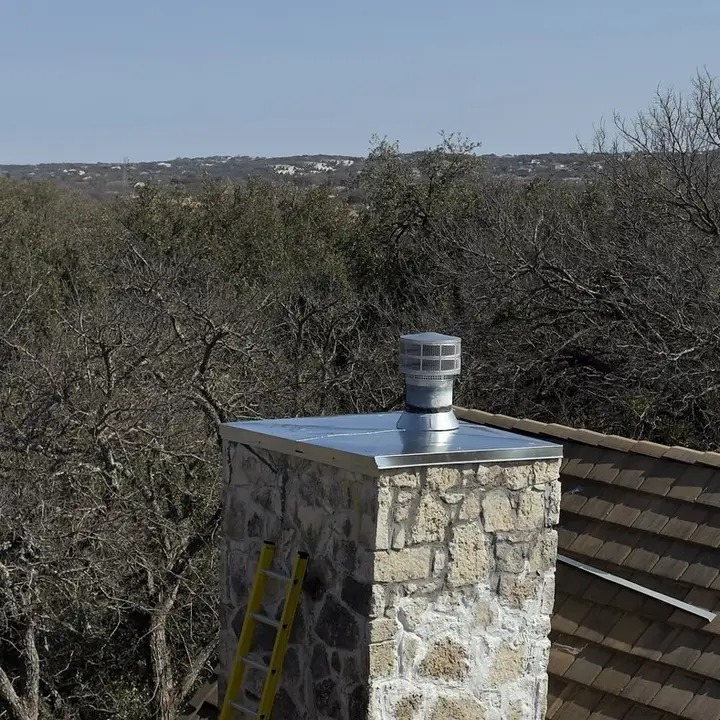 Stone chimney from the roof, Central Texas
