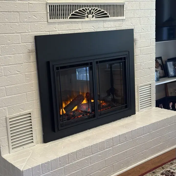Electric fireplace after the conversion, Central Texas
